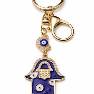 Hamsa Hand Evil Eye Keychain – Gold Plated Protective Charm