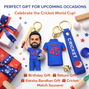 Cricket Player Cartoon PVC Keychain – Premium Sports Fan Keyring