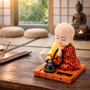 Solar Praying Monk Figurine – Moving Meditation Monk with Bell