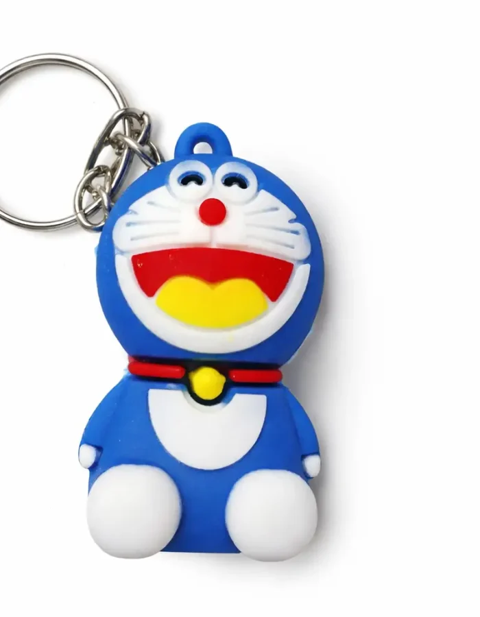 Cute Blue Cartoon Cat Silicone Keychain – Soft Rubber Keyring
